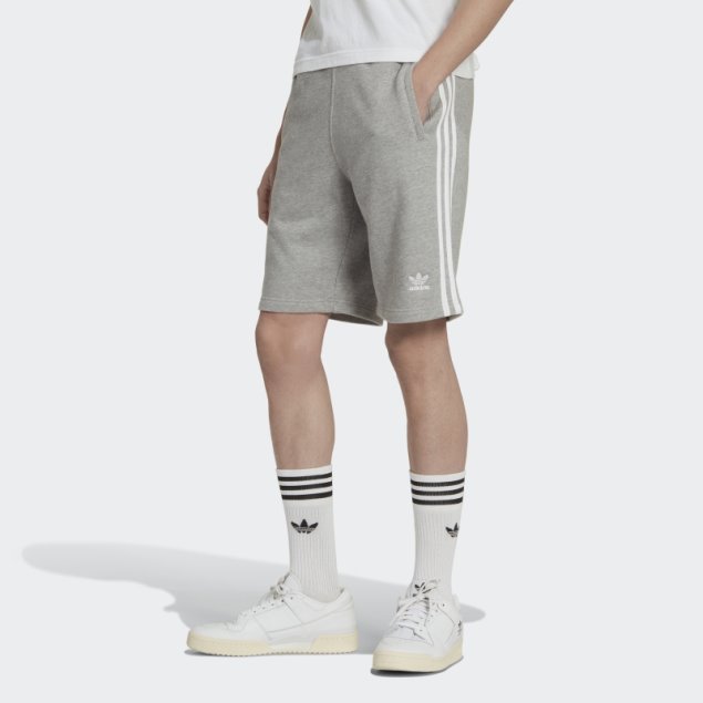 Pantalón Corto De Chándal De 3 Rayas Adidas Gris Medio