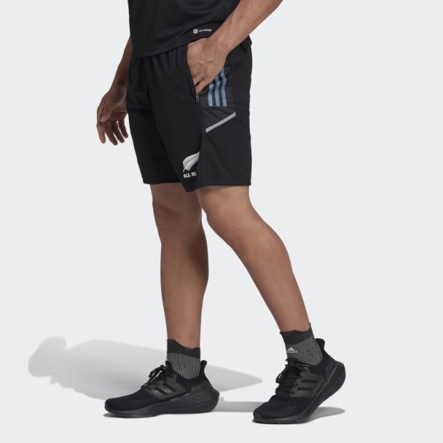 Negro Adidas Todos Los Negros Pantalones Cortos De Gimnasia De Rugby