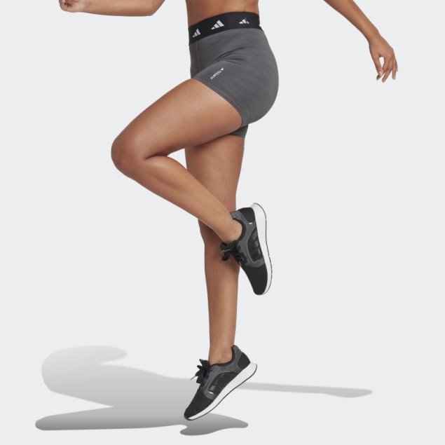 Leggings Cortos Gris Oscuro Jaspeado Adidas Techfit