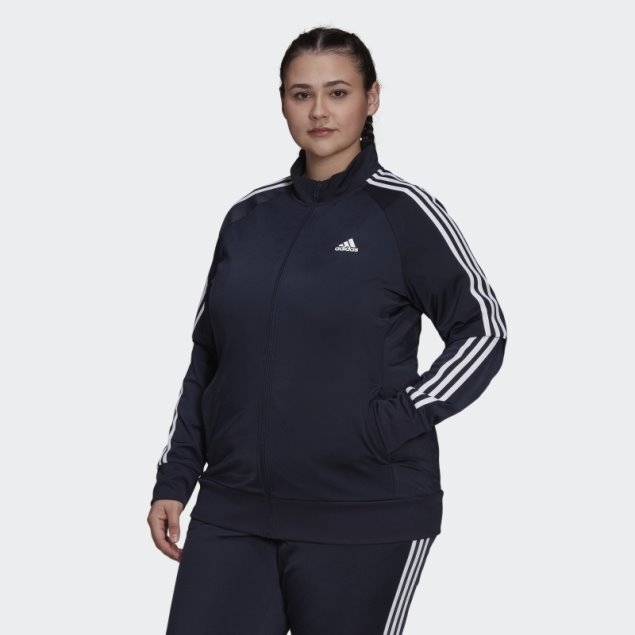 Chaqueta De Chándal De 3 Rayas Delgada De Punto De Calentamiento De Essentials De Tinta (talla Grande) Adidas
