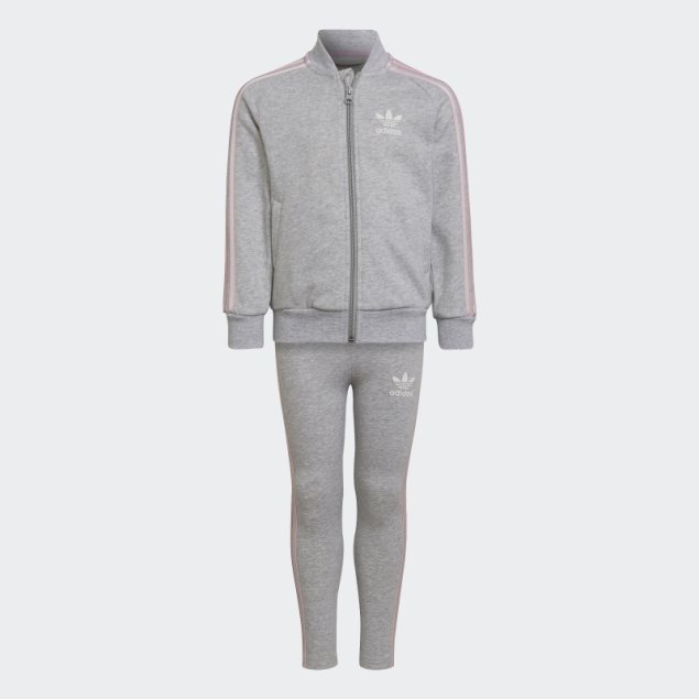 Chándal Gris Claro Jaspeado De Adidas Con 3 Rayas