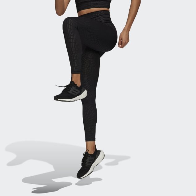 Leggings De Entrenamiento Con Estampado De Cocodrilo Optime 7/8 Negro Adidas