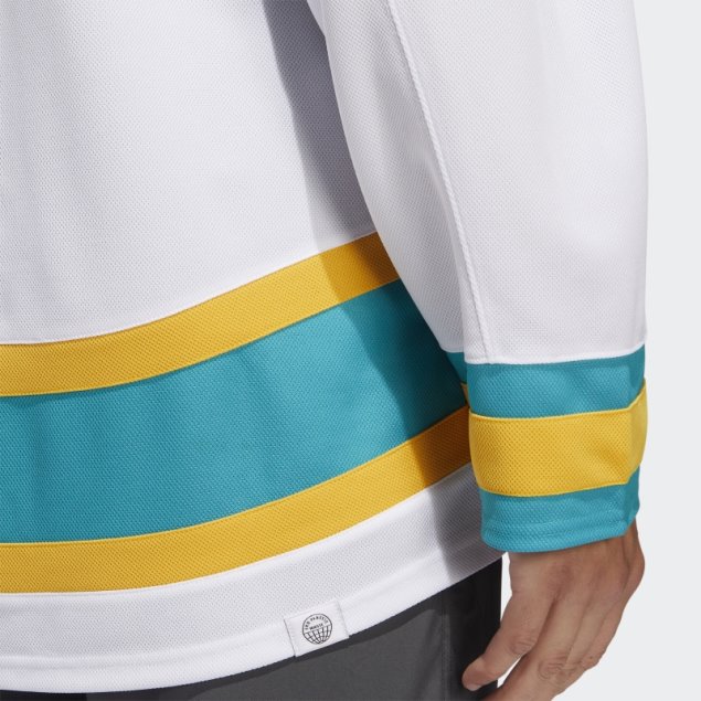 Adidas White Sharks Camiseta Auténtica Con Marca Retro Inversa