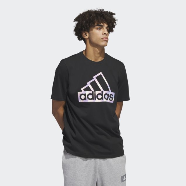 Elegante Camiseta De Manga Corta Con Gráficos De Iconos Del Futuro Adidas Negra