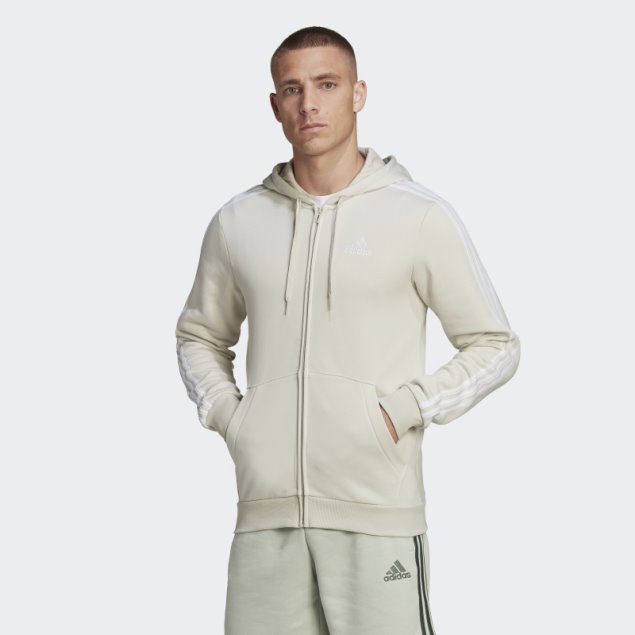 Adidas Essentials Fleece 3 Rayas Sudadera Con Cremallera Completa Aluminio