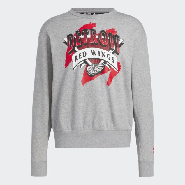 Adidas Sudadera Gris Medio Con Alas Rojas Vintage