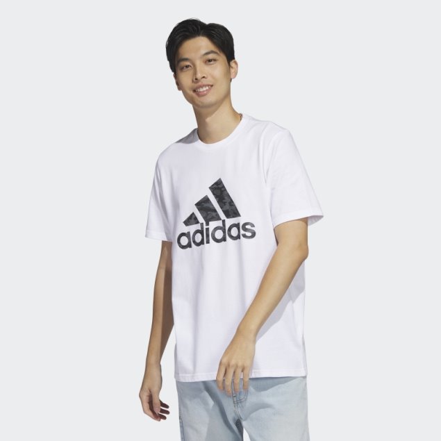 Camiseta Manga Corta Camo Adidas Blanca