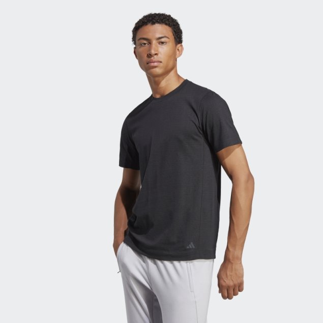 Elegante Camiseta De Entrenamiento De Yoga Adidas Negra