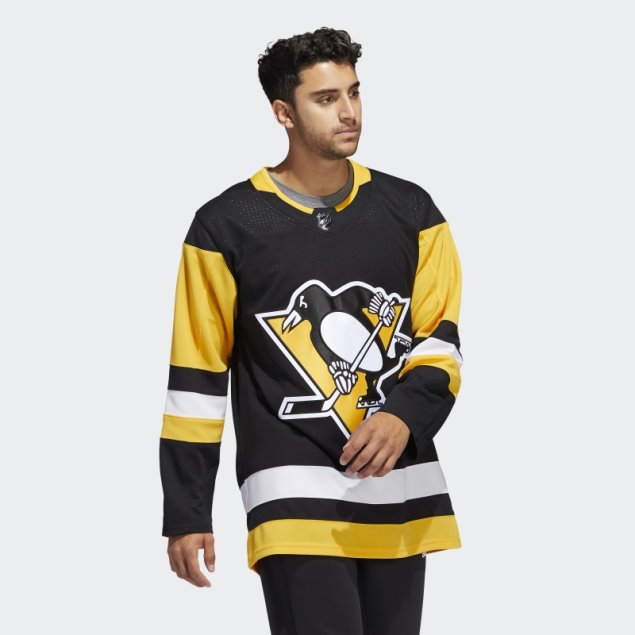 Camiseta Adidas Penguins Primera Equipación Autentica Negra
