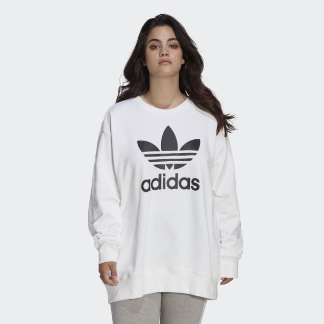 Sudadera Con Capucha Trefoil (tallas Grandes) Adidas Blanco