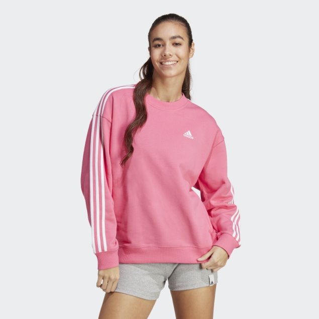 Sudadera Adidas Essentials 3 Rayas Magenta