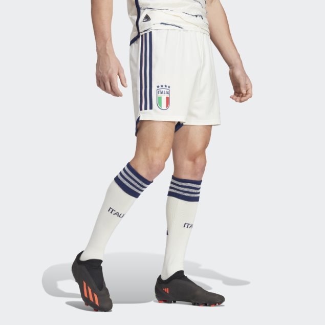 Blanco Pantalón Corto Adidas Italia 23 Primera Equipación Autentico