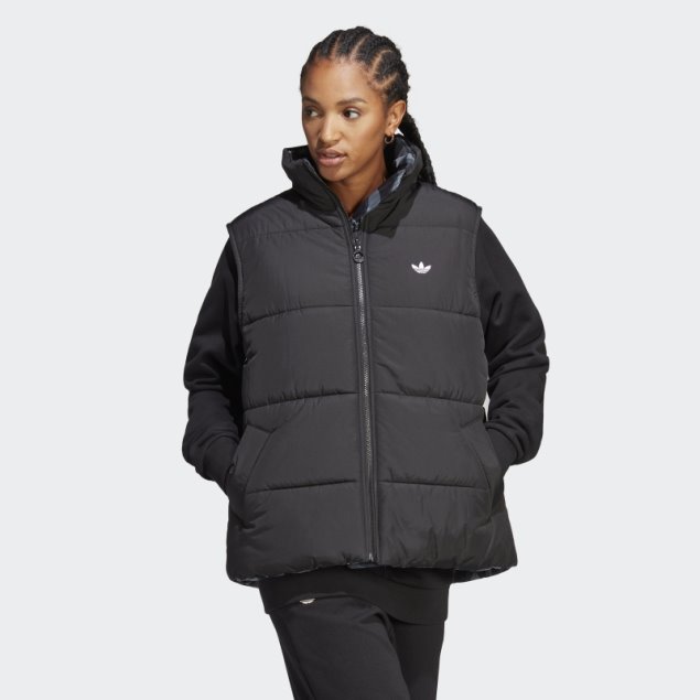 Chaleco Reversible Negro Estampado Animal Abstracto Adidas