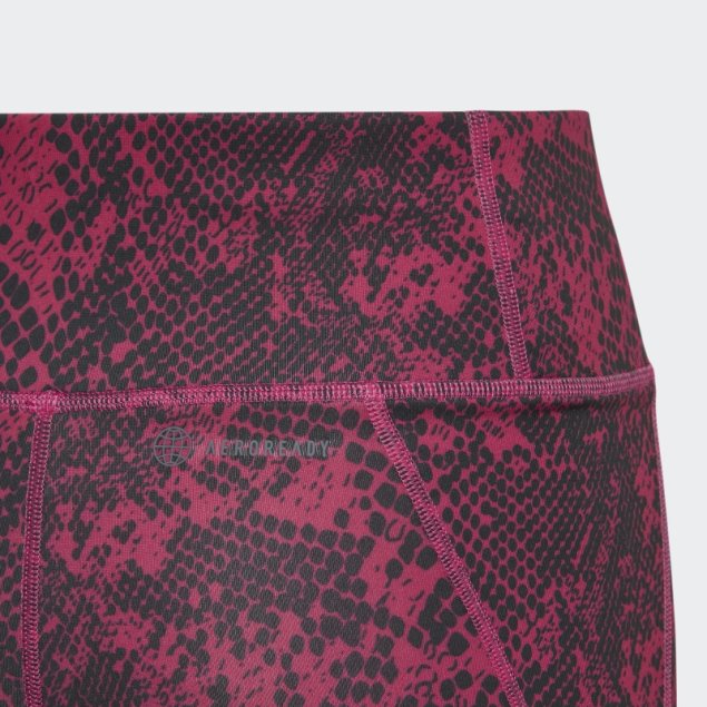 Adidas Aeroready Leggins Fucsia Con Bolsillo De Tiro Alto Y Estampado Animal Optime 7/8