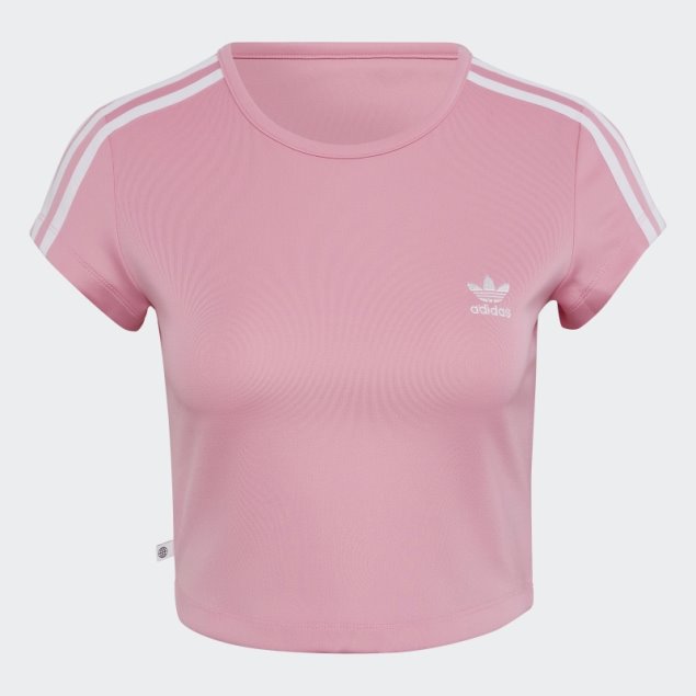 Camiseta Adicolor Classics Crop 3 Rayas Rosa Adidas