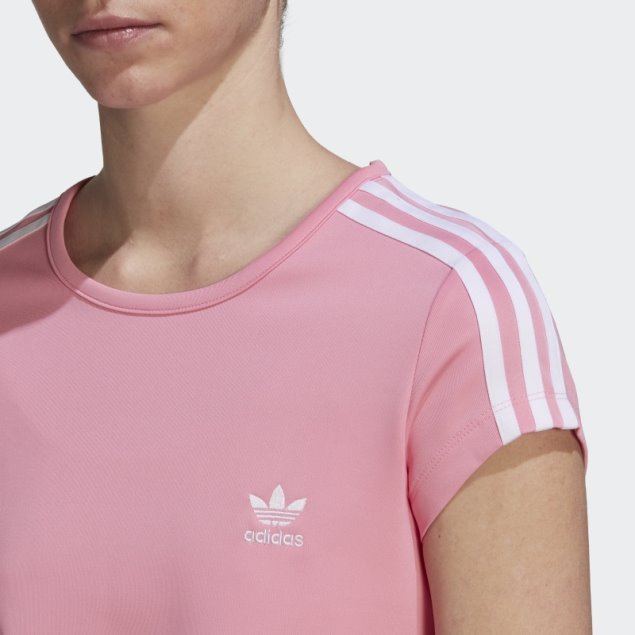 Camiseta Adicolor Classics Crop 3 Rayas Rosa Adidas