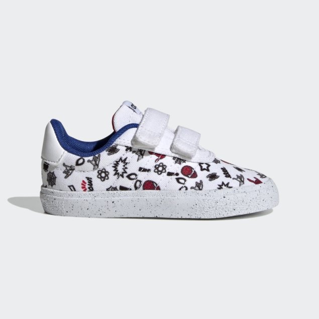 Blanco Adidas X Marvel Vulc Raid3r Spider-man Zapatos Con Velcro