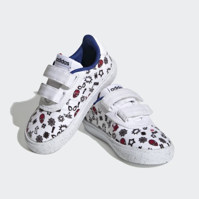 Blanco Adidas X Marvel Vulc Raid3r Spider-man Zapatos Con Velcro