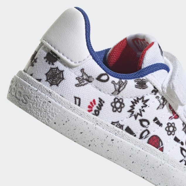 Blanco Adidas X Marvel Vulc Raid3r Spider-man Zapatos Con Velcro