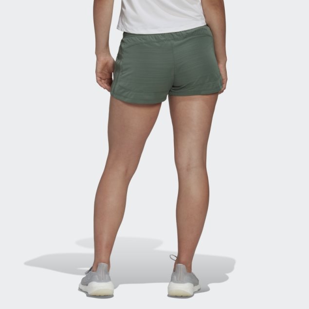 Adidas Verde óxido Pacer 3 Rayas Shorts Tejidos Jaspeados