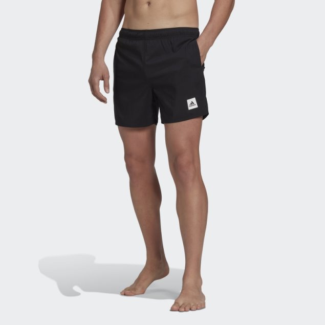 Adidas Shorts De Baño Negros De Longitud Corta