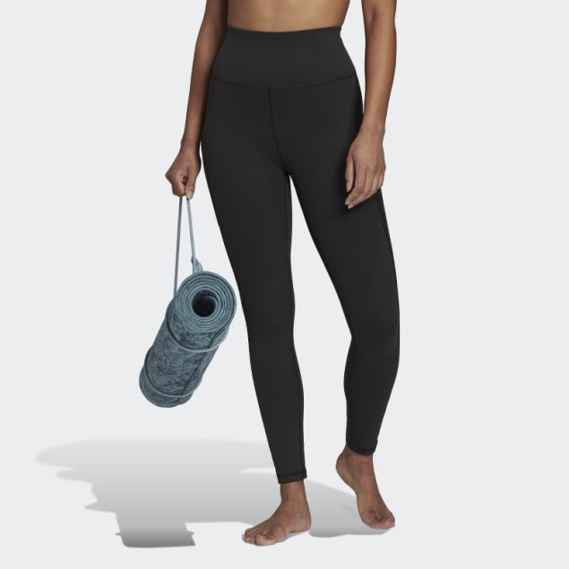 Yoga Studio Luxe Wind Leggings De Canalé De Talle Superalto Adidas Negro