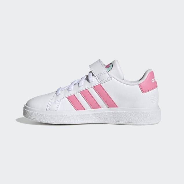 Blanco Adidas X Disney Grand Court Minnie Mouse Cordones Elásticos Correa Superior Zapatos Moda