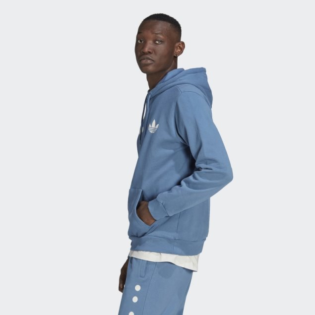 Adidas Sudadera Con Capucha Azul Alterada Con Logo De Recuperación