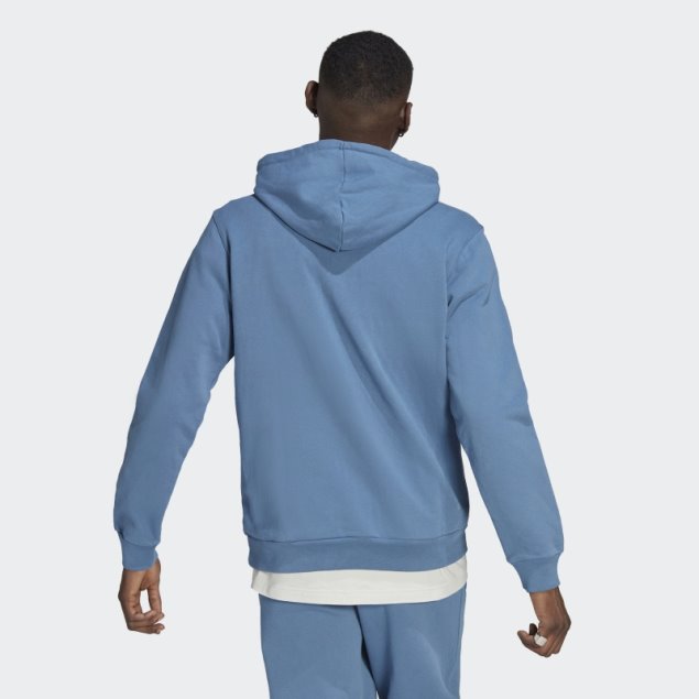 Adidas Sudadera Con Capucha Azul Alterada Con Logo De Recuperación
