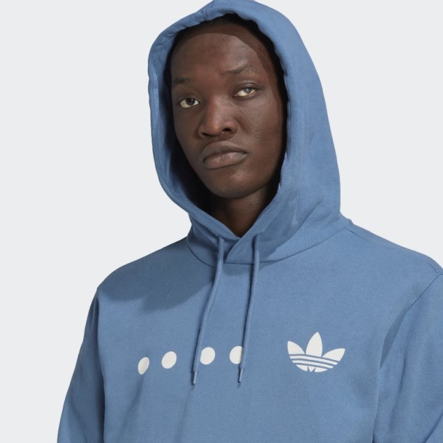 Adidas Sudadera Con Capucha Azul Alterada Con Logo De Recuperación