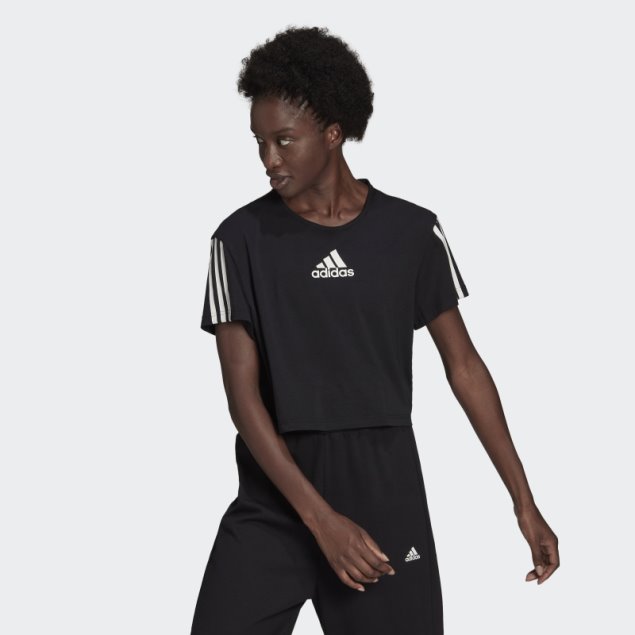 Camiseta Negra Aeroready Made For Training Crop Sport Adidas