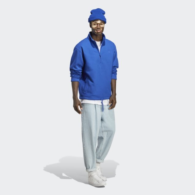 Adidas Adicolor Contempo Sudadera Con Media Cremallera Azul