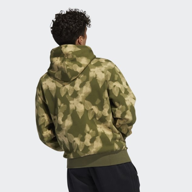 Adidas Sudadera Con Capucha Y Estampado De Hojas De Invierno Verde Oliva