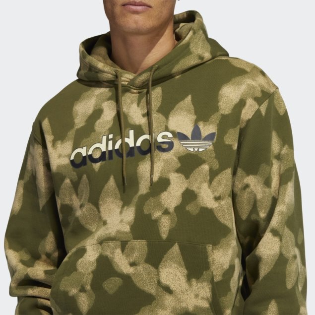 Adidas Sudadera Con Capucha Y Estampado De Hojas De Invierno Verde Oliva