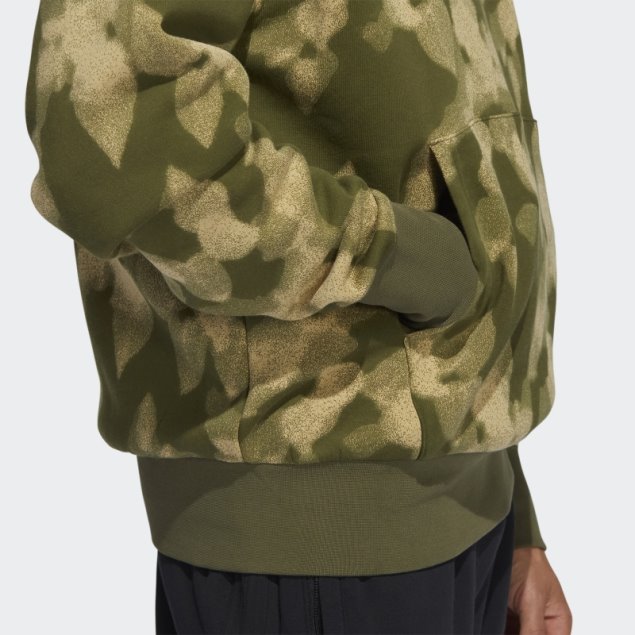 Adidas Sudadera Con Capucha Y Estampado De Hojas De Invierno Verde Oliva