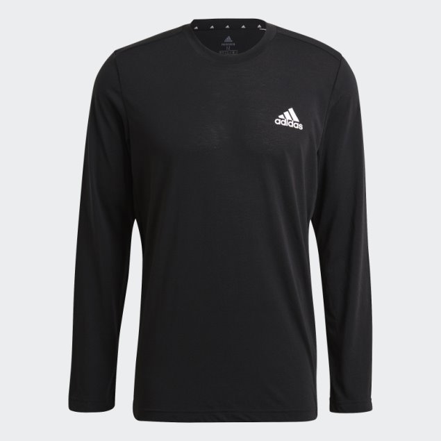 Negro Adidas Aeroready Diseñado 2 Move Feelready Sport Camiseta De Manga Larga
