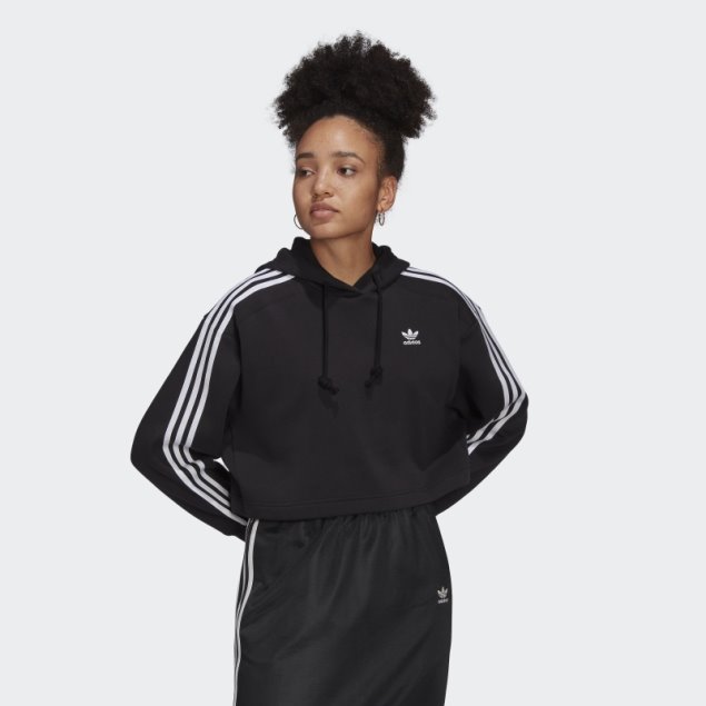 Adidas Adicolor Classics Crop Sudadera Con Capucha Negro