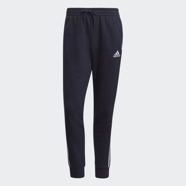 Caliente Adidas Essentials French Terry Tapered Cuff Pantalones De 3 Rayas Blanco