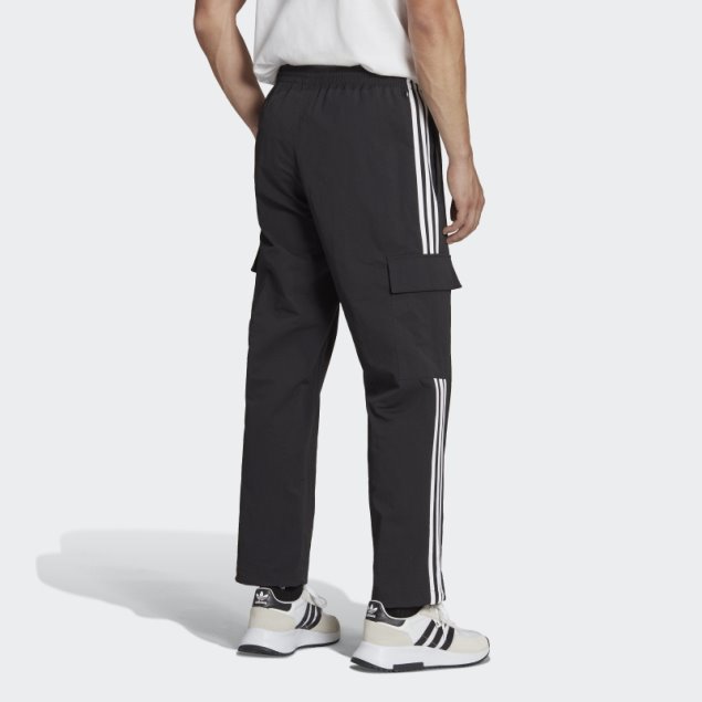 Pantalones Cargo Adidas Clásicos De 3 Rayas Negros Adicolor