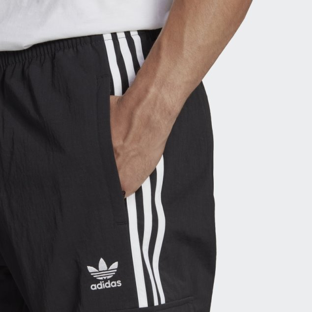 Pantalones Cargo Adidas Clásicos De 3 Rayas Negros Adicolor