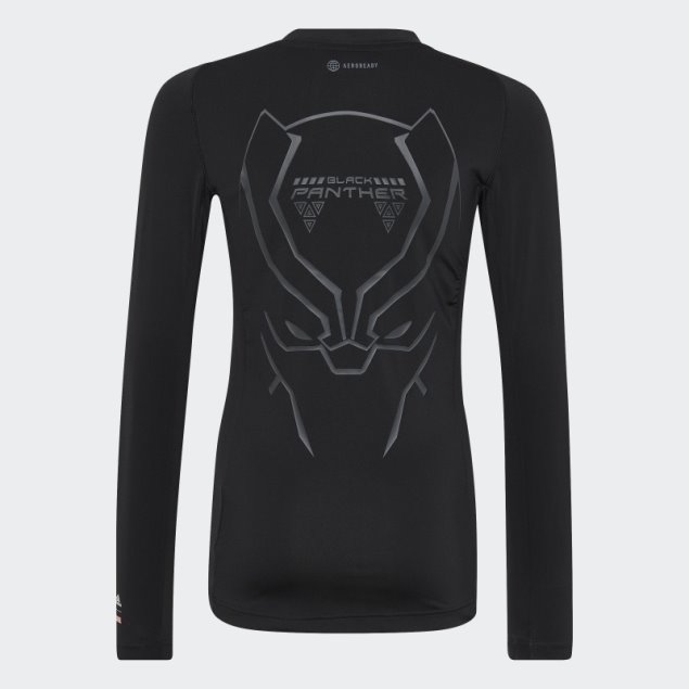 Camiseta Adidas Marvel Black Panther Techfit Manga Larga Negro