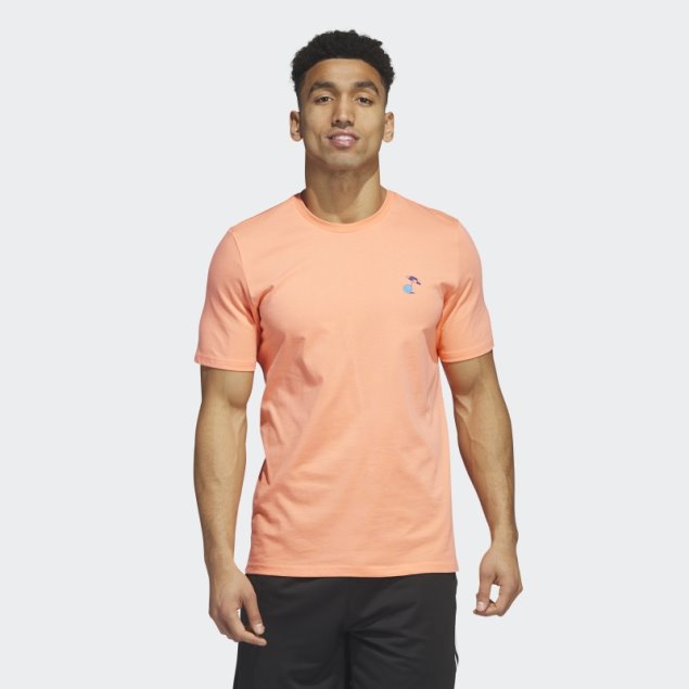 Camiseta De Baloncesto De Manga Corta Con Gráfico De Vacaciones De Primavera Lil Stripe Adidas Coral