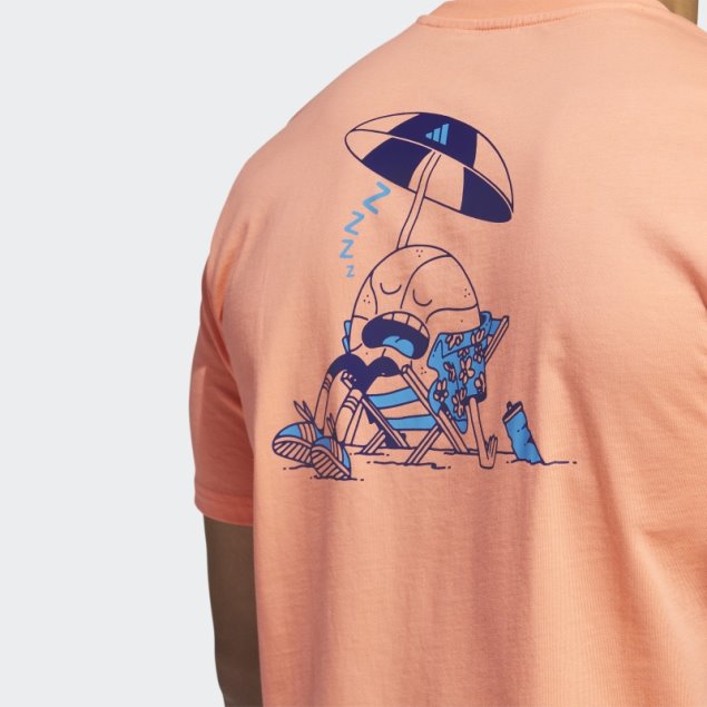 Camiseta De Baloncesto De Manga Corta Con Gráfico De Vacaciones De Primavera Lil Stripe Adidas Coral