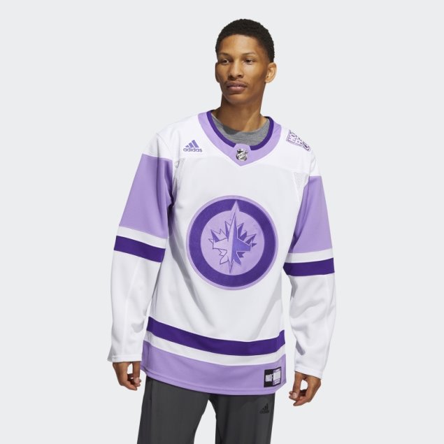 Camiseta Adidas Blanca Jets Hockey Lucha Contra El Cancer