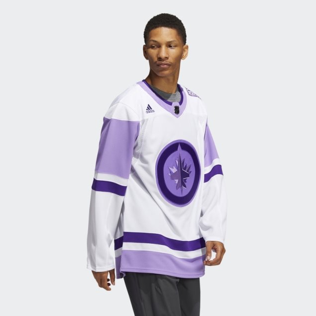 Camiseta Adidas Blanca Jets Hockey Lucha Contra El Cancer