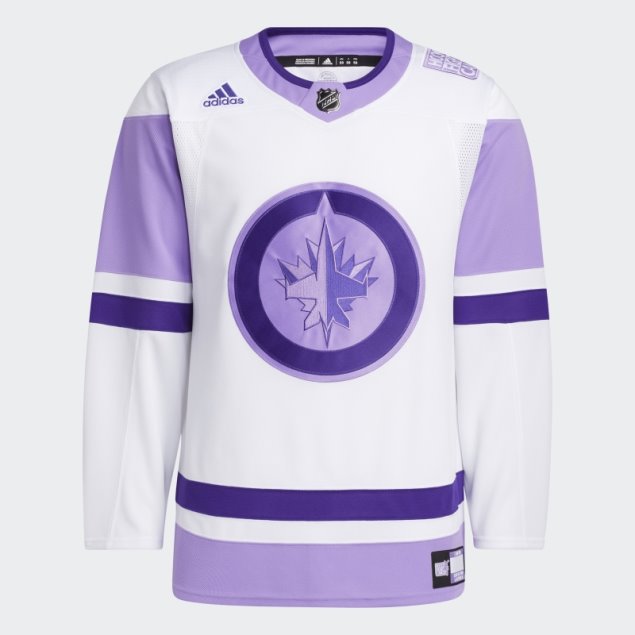 Camiseta Adidas Blanca Jets Hockey Lucha Contra El Cancer