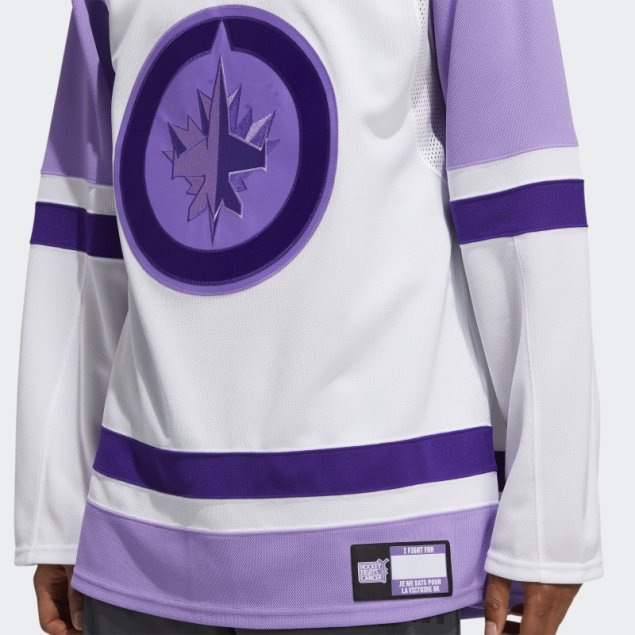 Camiseta Adidas Blanca Jets Hockey Lucha Contra El Cancer