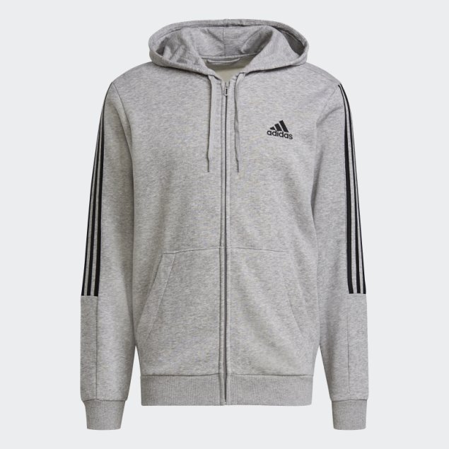 Chaqueta De Chándal De 3 Rayas Con Corte De Vellón En Gris Medio De Adidas