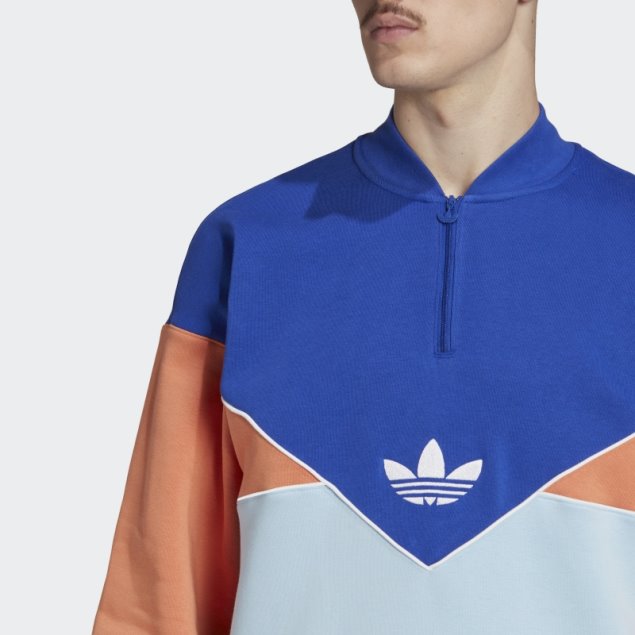 Sudadera Adicolor Con Media Cremallera Y Archivo De Temporada Adidas Azul
