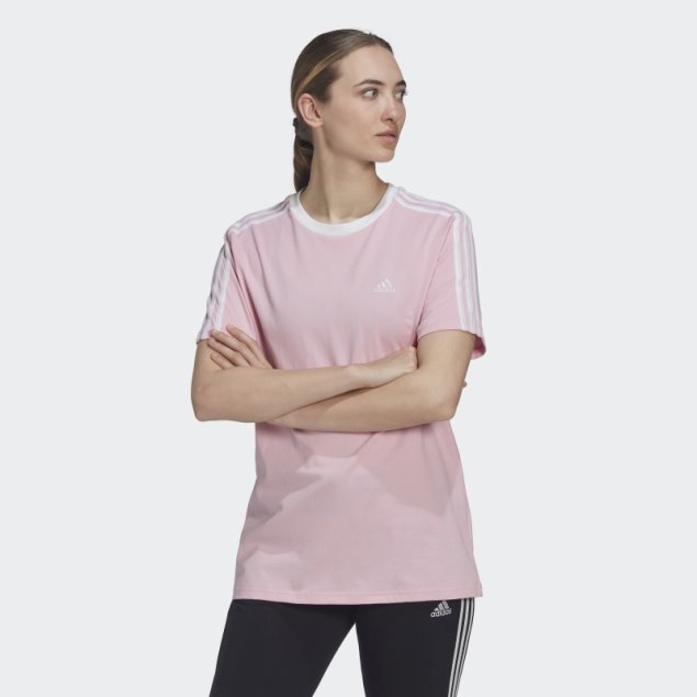 Camiseta Essentials 3 Rayas Adidas True Pink